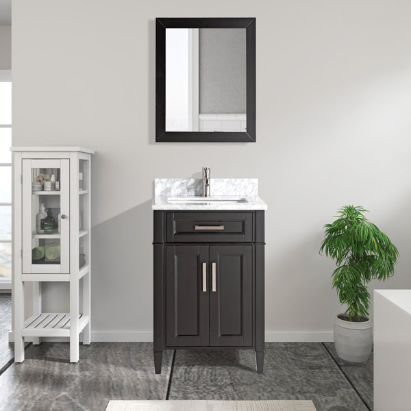 Gracie Oaks Lachine 24'' Single Bathroom Vanity with Carrara Marble Top